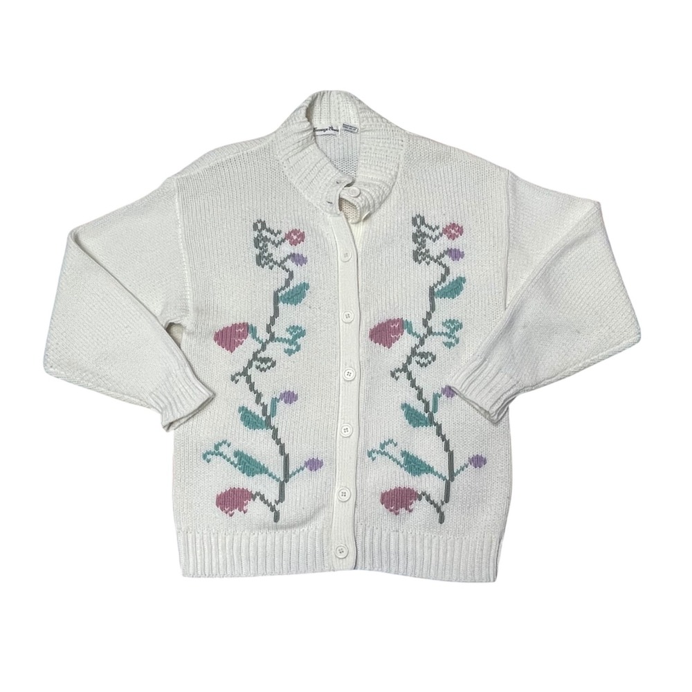 Vintage Carriage Court Floral Knit Cardigan – Made in Korea – Size‎ M